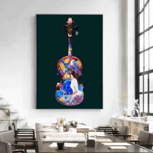 Peinture toile violon abstrait graffiti art moderne elegant pour decoration murale de salon
