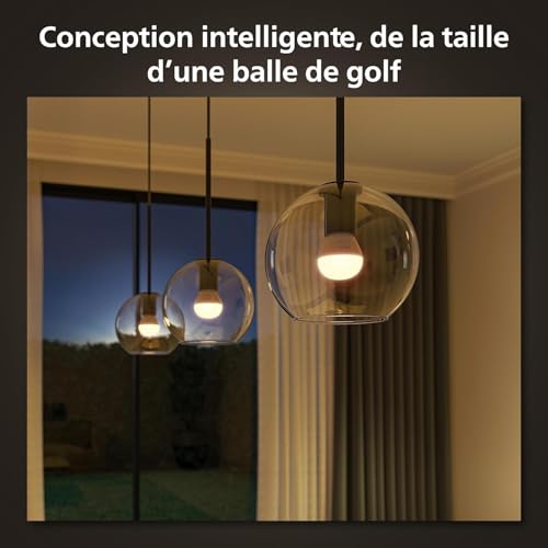 Philips Hue White ambiance, ampoule LED connectée sphérique compatible Bluetooth, E14, fonctionne avec Alexa, Google Assistant et Apple Homekit