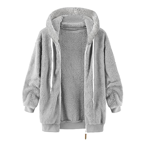 Casaco feminino de inverno de lã de ovelha com capuz, casaco de pele sintética, com zíper, quente, f
