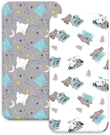 Moses Basket Sheets, Cozy and Lightweight Oeko-tex100 Baby Bassinet Sheets for Boy and Girl, Crib Fitted Sheets Fit for Oval, Hourglass & Rectangle Bassinet 2Pack Flowers