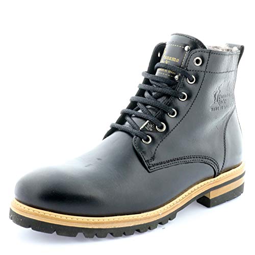 Panama Jack Herren Schnürstiefeletten Emery Igloo, Männer Stiefeletten,Lammfell,Schnürsenkel,halbstiefel,Kurzstiefel,Schwarz,40 EU / 6 UK