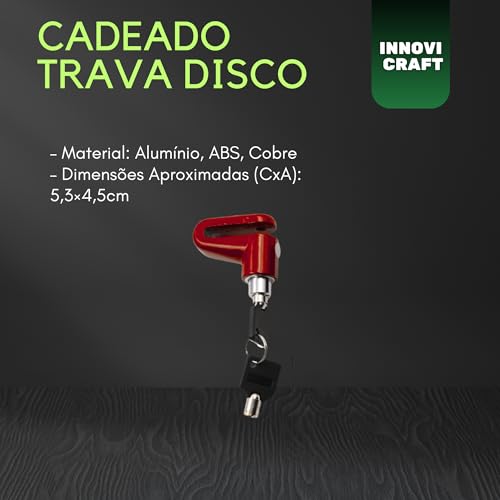 Cadeado Trava de disco para moto e bike antifurto INNOVI CRAFT (Vermelho)