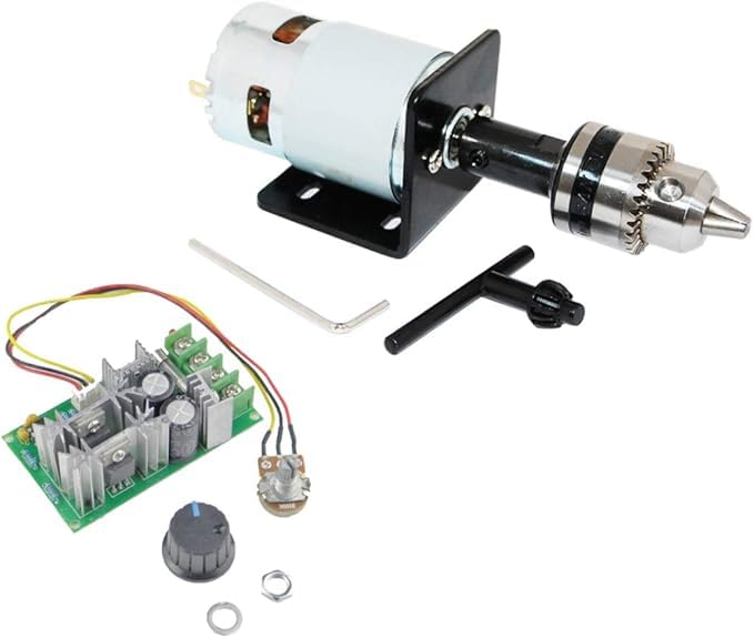 Combo of 12V/24V Electric 775 DC Motor with 1-10mm Drill Chuck and 12V-40V 10A PWM DC Motor Speed Controller and Mount Bracket-image-49