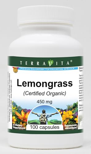 Terravita Lemongrass (Certified Organic) - 450 mg (100 Capsules, ...