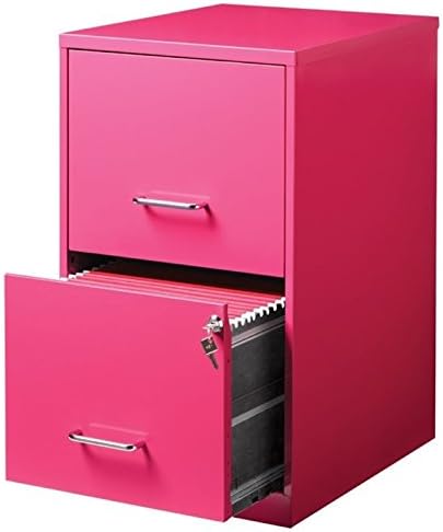 Pemberly Row 2 Drawer File Cabinet with Storage in Pink