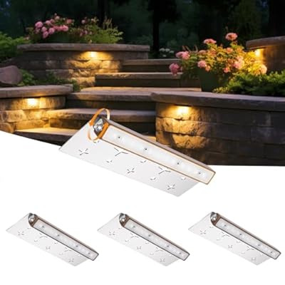 4 Pack Hardscape Lighting Retaining Wall Lights IP67 Waterproof, 7 Inch LED Outdoor Step Lights Low Voltage 12V, Warm White, Landscape Lights for Outdoor Kitchen Stone Rock Walls Patio Deck Stair