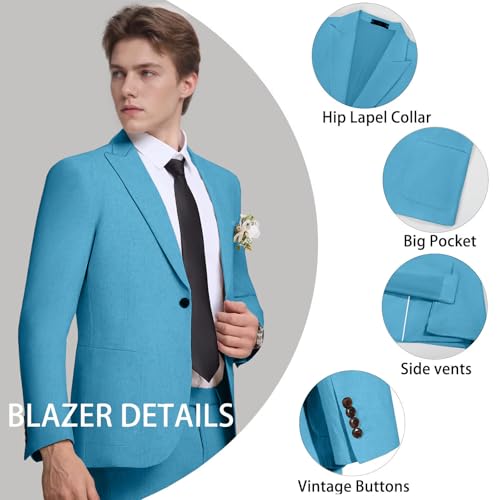 Mens Linen Suit 2 Piece Slim Casual Suits Summer Beach Groom Wedding Suit Tuxedos Prom Party Blazer Jacket Pants Set2