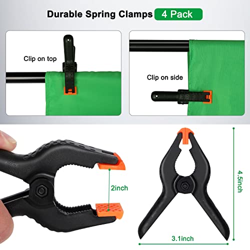 Green Screen Backdrop With Stand Kit, 5.2 X 6.5 Ft Chromakey Greenscreen Photography Background With Adjustable T-Shaped Stand & 4 Clamps For Photoshoot Video Streaming Gaming Zoom Online Meeting #TOP5