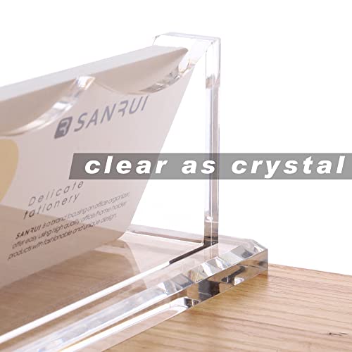Sanrui Clear Horizontal Business Card Holder Stand For Desk, Acrylic Desktop Display Name Cards Holders Organizer Storage Rack,For Exhibition, Home, Office,1 Tier 1 Pocket, 60 Card Capacity #TOP2