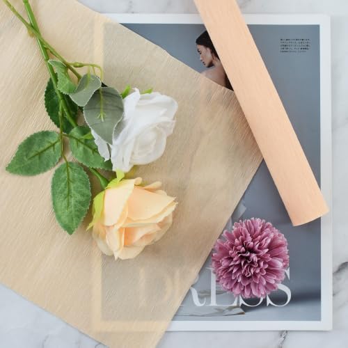 Image of BEISHIDA Cream Crepe Paper Roll, 2 Rolls Crepe Paper Sheet for Craft