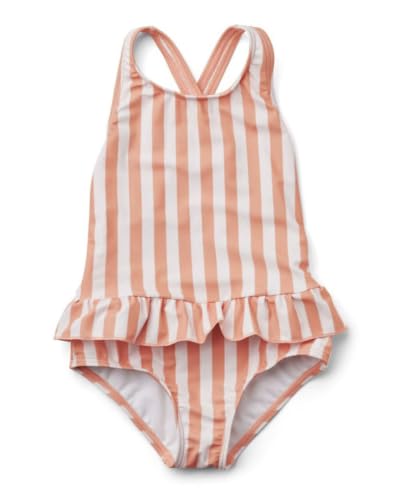 Image of Toddler Girls One Piece Swimsuits Crossback Backless Bathing Suit Whale Dolphin Shark Swimwear with Ruffle Butt UPF50+