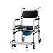 LXDDP Składane krzesło komodowe z kółkiem hamulcowym mobilna toaleta stołek do kąpieli z regulacją wysokości wodoodporne i odporne na wilgoć zastosowanie do opieki medycznej