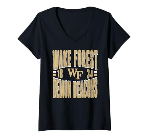 Womens Wake Forest Demon Deacons Vintage 90's Retro Black V-Neck T-Shirt