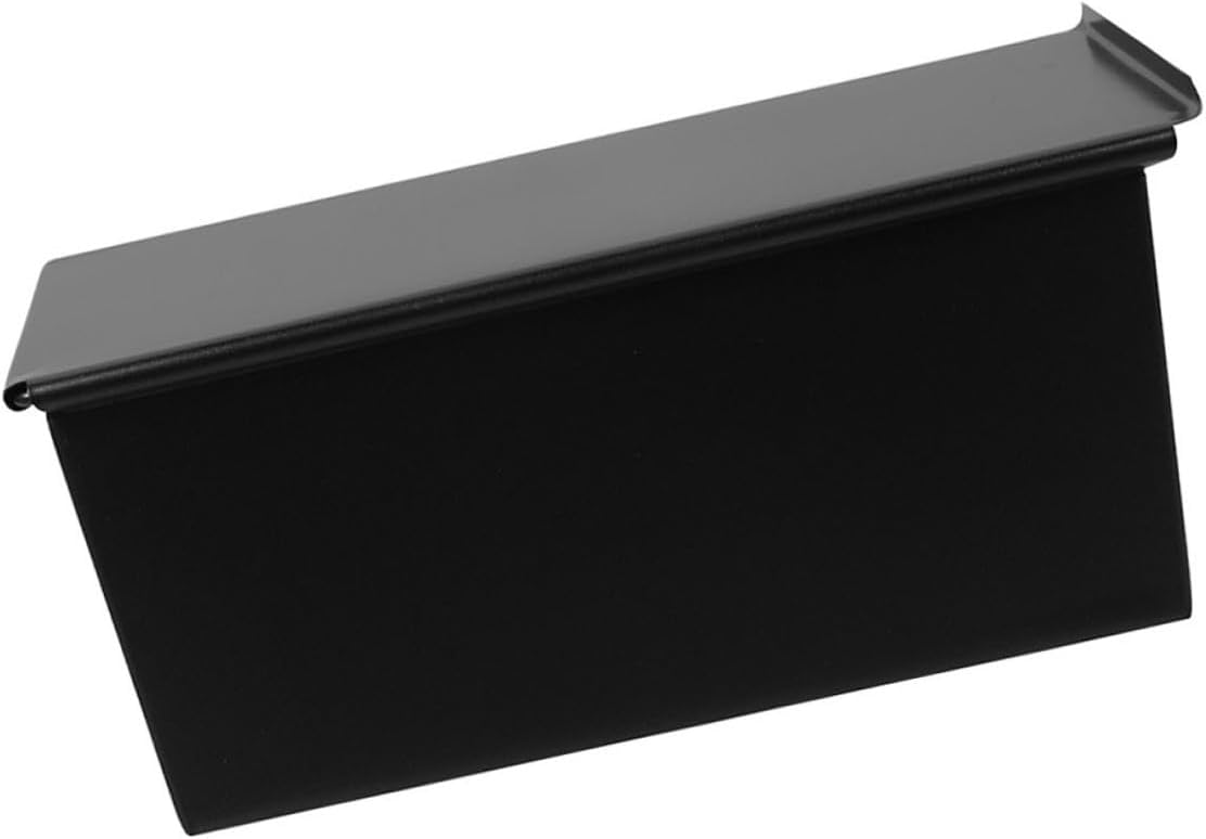 Nonstick 1000g Loaf Pan with Lid Black Sliding Cover Bread Mold Stainless Iron Bakeware for Homemade Toast Baking and Bread Storage