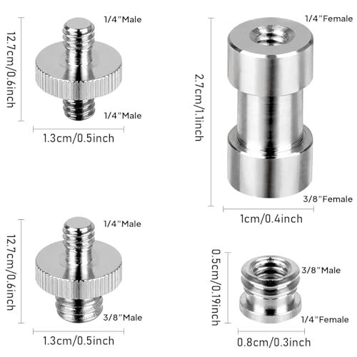 Standard Metal Male Convertor Threaded Screw Adapter Spigot Stud for Studio Light Stand, Hotshoe/Coldshoe Adapter, Ball Head, Wireless Flash Receiver, Trigger (20 PCS Camera Screws Mount Set)