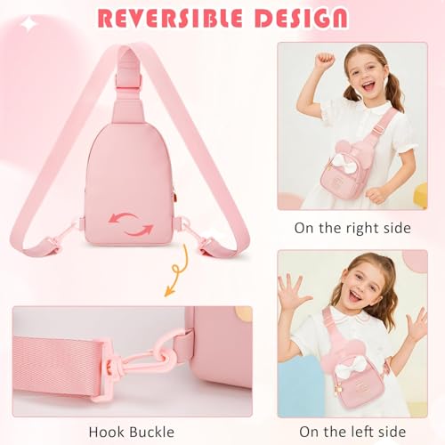 Image of Initial Sling Bag Crossbody Purse for Kids Girls Age 3-8 | Personalized Initial Gift, Soft Vegan Leather, Adjustable Strap & 3 Pockets for Kids Girls 3-8, Pink C