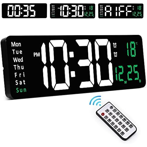 Reloj de Pared Digital Grande de 16'' con Control Remoto Cover