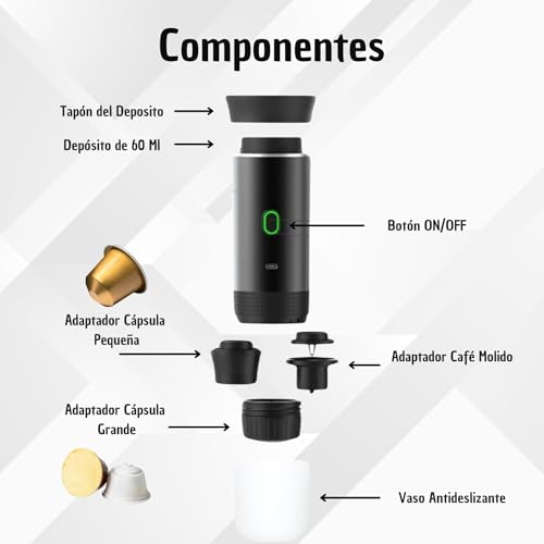 Miniatura 5 de South Area Cafetera Portátil 3 En 1 Compatible Con Cápsulas Originales Ness-Preso, Dolce-Gusto Y Café Molido Mini Máquina De Café Eléctrica Con Calienta Agua Capsulas Grande Y Pequeña