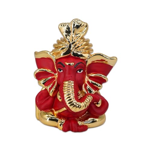 Image of Gold Plated Umaputra Ganesha | Ganpati Idol for Car Dashboard, Office Desk & Home Temple | Prosperity & Protection| Travel-Friendly Ganpati | Height 3 Inch
