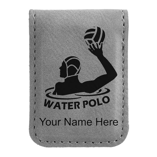 LaserGram Slim Magnetic Money Clip, Water Polo Player, Personalized Engraving Included (Gray)