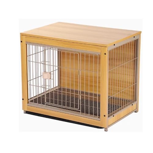 ポータブルスクワイアメタル木製スタイルクレートペット犬小屋犬猫木製ケージ家具子犬用(Yellow,M)