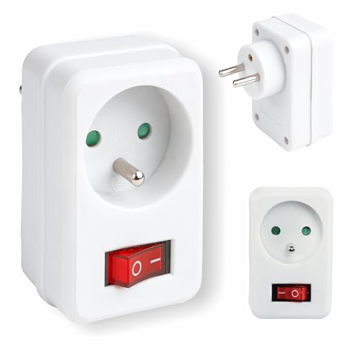 Hama Prise Secteur avec Interrupteur (Adaptateur, Interrupteur, 250 V, 16 A, Interrupteur Marche/arrêt, pour Prise, Contact) Blanc
