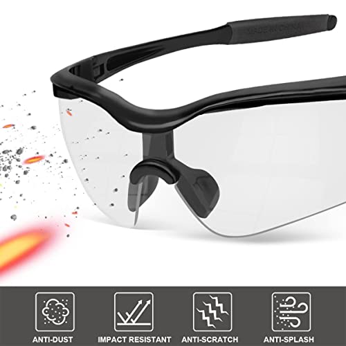 Oxg 12 Pack Safety Goggles, Ansi Z87.1+ Impact Resistant Anti-Scartch Safety Glasses For Men Women Youth (Clear Lens, Black Frame) Standard #TOP3