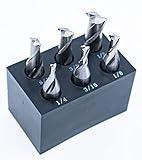 LLDSIMEX Single End 2 Flute End Mill 6PCS Set with 3/8' Shank Plastic Stand