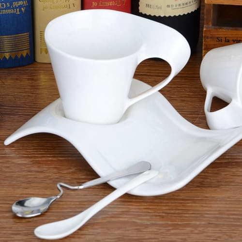 Tasses à cappuccino vagues blanches design arty élégant