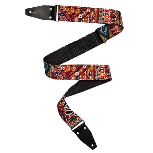 Sangle de guitare folk ethnique BigBo rouge pour jouer sur scène avec style et confort vintage