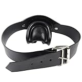 EXLATEX Latex Mask with Bite Gags Belt Bondage with Red Mouth Lip Facing Tongue (Black)