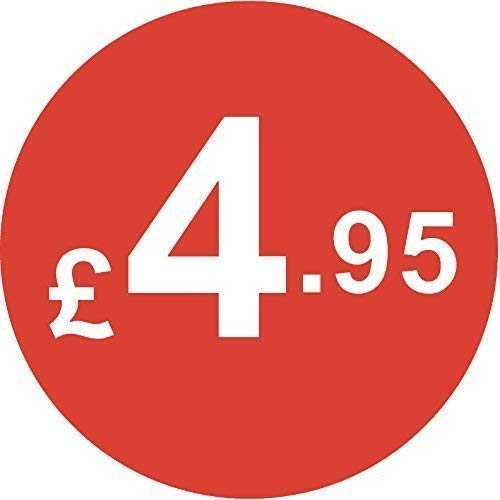 Pack of 500-20mm Price Stickers - Choose from 10p to £95 - Bright Red - Many Prices to Choose from (£4.95 - Red)