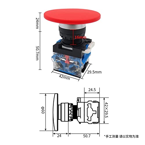Bouton poussoir auto-réinitialisation 60 mm pour panneau