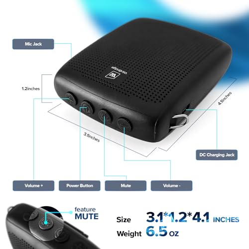 WinBridge WB003 Amplificador de voz portátil com microfone de fone de ouvido com fio, suporta Blueto