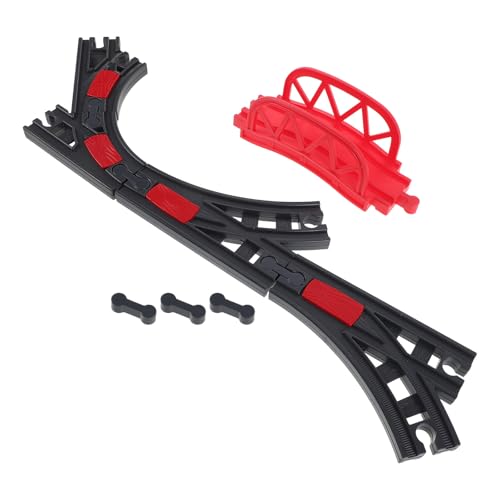 Circuit de train pour enfants Healvian : kit de construction en plastique avec fixations de pont