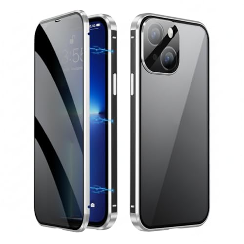 Image of MILLION CASES Back Cover Case for iPhone 15 Pro Shockproof Protective Aqua Cage Twin Glass TPU Case for Men & Boys(Silver)