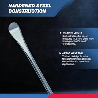 NEIKO 20601A 14.5” Steel Tire Spoons Tool Set, Tire Tools Include 3 Piece Tire Spoons, 3 Piece Rim Protector, Valve Tool, 6 Piece Valve Cores, Motorcycle Tire Changer, Dirt Bike Tire Levers