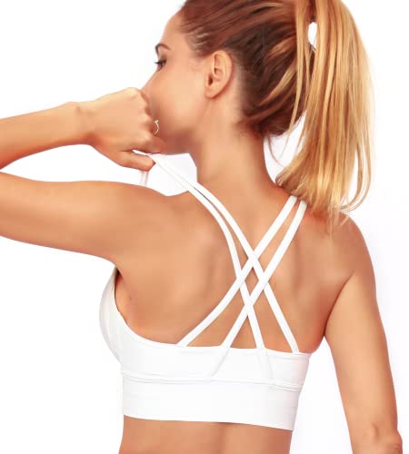 Image of Grace Form Strappy Sports Bra for Women Padded Push Up Sport Bra Athletic Running Workout Bra Yoga Bra