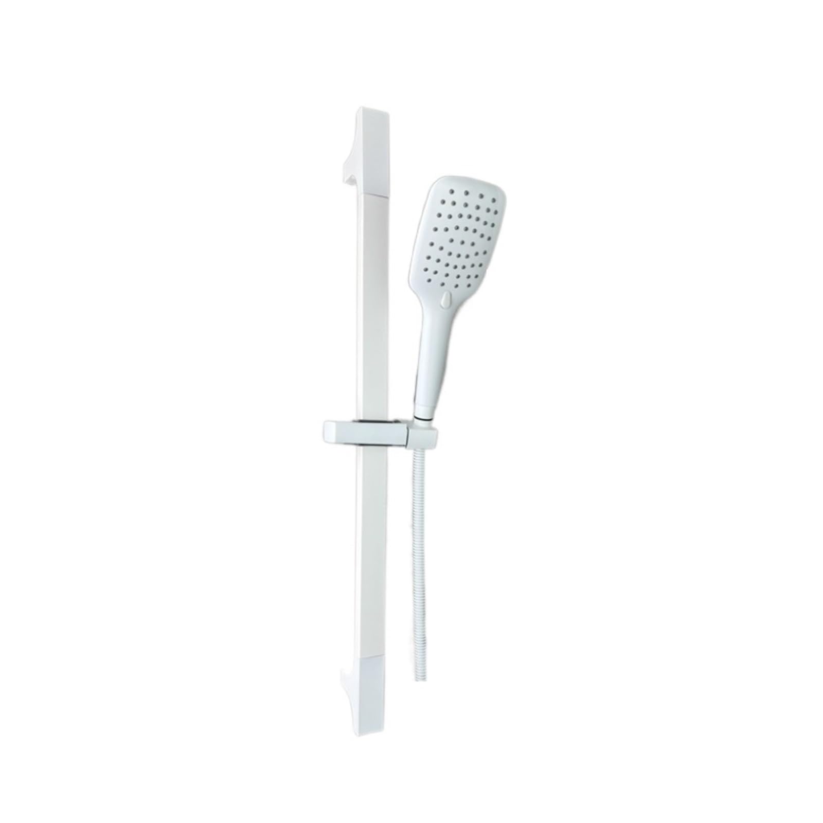 Juego de barra deslizante de acero inoxidable para baño con ducha de mano ABS de 3 funciones con salida de conector de latón, metal negro, gris, blanco, 1,5 m Hos (color: juego blanco) Beauty Comes