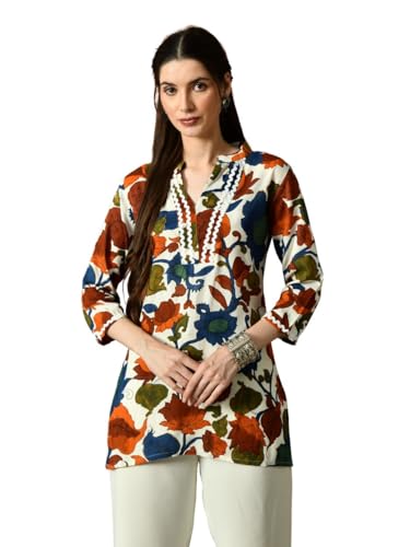Image of Amazon Brand - Tavasya Women Floral Printed 3 /4th Sleeve Kurta | Straight Fit Salwar | Everyday Ethnic Wear