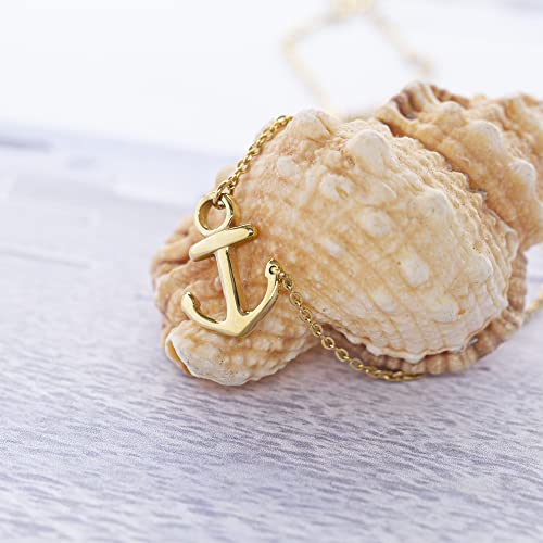 18k Silver Gold Rose Gold Plated Stainless Steel Women Sideways Anchor Pendant Necklace 18inches Choose Colors2