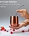 4 Pack Stainless Steel Wine Tumbler - 12oz Insulated Stemless Wine Glass Tumblers with Lids and 4 Straws for Wine, Coffee, Tea, Ice cream, Drinks, Champagne, Cocktails (Copper)