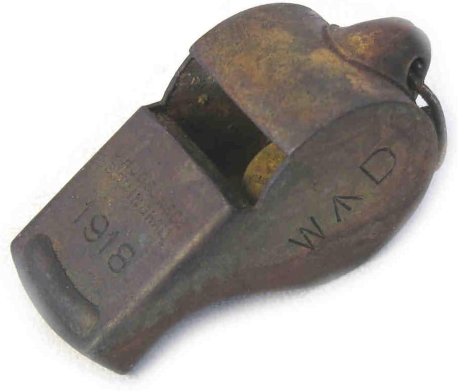 WW1 Whistle 1918 J Hudson & Co Trench Army RFC RAF WWI Acme No58 Brass Aged