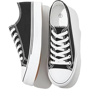 FRACORA Womens White Canvas Sneakers Low Top Lace Up Canvas Shoes Fashion Comfortable