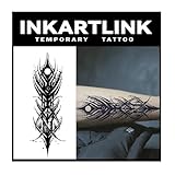 INKARTLINK Tattoo Tech, 2 Sheets Medium Semi Permanent Tattoo, Adult Art Design Temporary Tattoos, Lasts 1-2 Weeks, Waterproof, Realistic Look, (Demon-slaying Pestle Design)