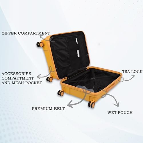 Image of it luggage-Momentous -20 inches PP Hardsided Fashion Luggage Cabin Trolley with Padded Laptop Section 8 Wheel with TSA Lock & Wet Pouch Inside (Mango Sorbet)