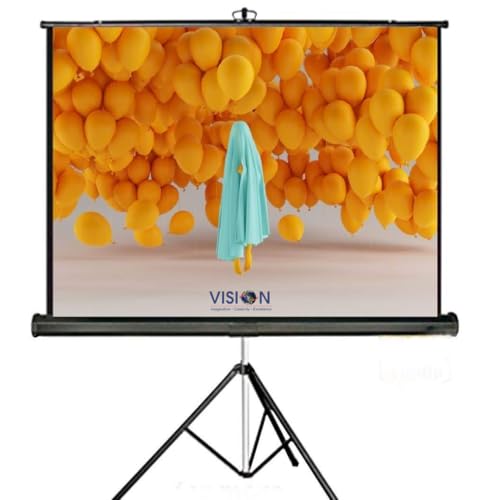 Image of Vision 84 Inch (6x4 Ft) Tripod Projector Screen | 4K, Full HD, 3D & 1080p Compatible | Portable & Adjustable Projection Screen for Home Theater, Office, Classroom & Outdoor Use