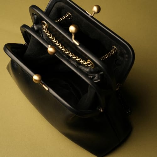 Image of Theater Francesca Vintage Kisslock Clutch Bag for Women Elegant Chain Shoulder Handbag with Structured Frame