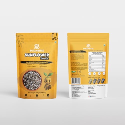 Image of BOTANBITES Sunflower Seeds 500g | High in Fibre & Low in Carb | Protein-Rich Superfood Snack | Surajmukhi Beej | Rich in Omega-6, Zinc, Iron & Vitamin E | Antioxidant-Rich Healthy Snack for Fat Loss (500g)