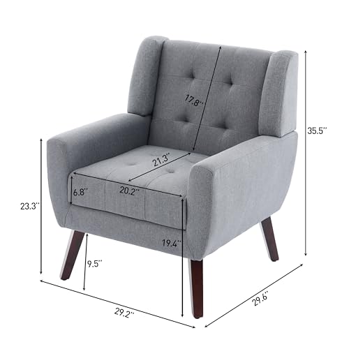 Sillón tapizado moderno en lino Gris miniatura 2